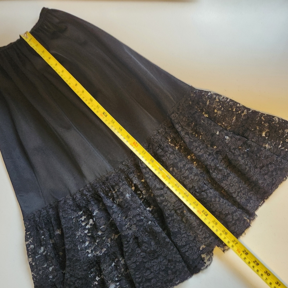 Vintage Black Lace Slip Midi Skirt Lingerie 1990s Size Small Goth Whimsigoth - Picture 8 of 10